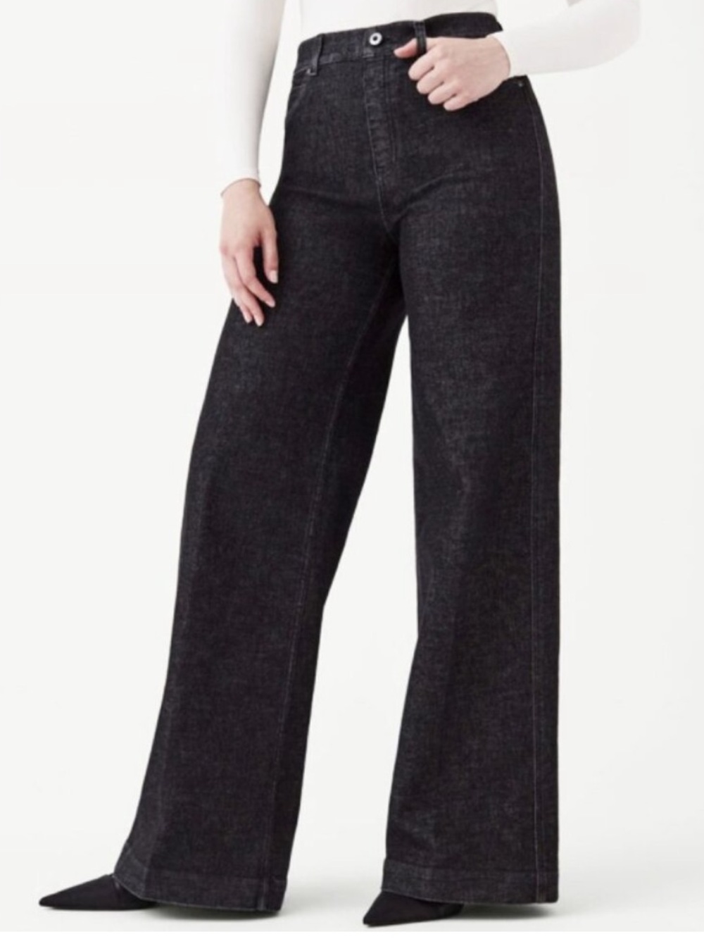 SPANXshape EveryWear Wide Leg Pull-On Jeans Charcoal Size S